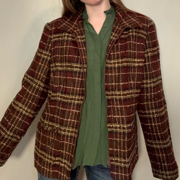 Sag Harbor Jackets & Blazers - Sag Harbor plaid autumnal casual blazer w/zip.